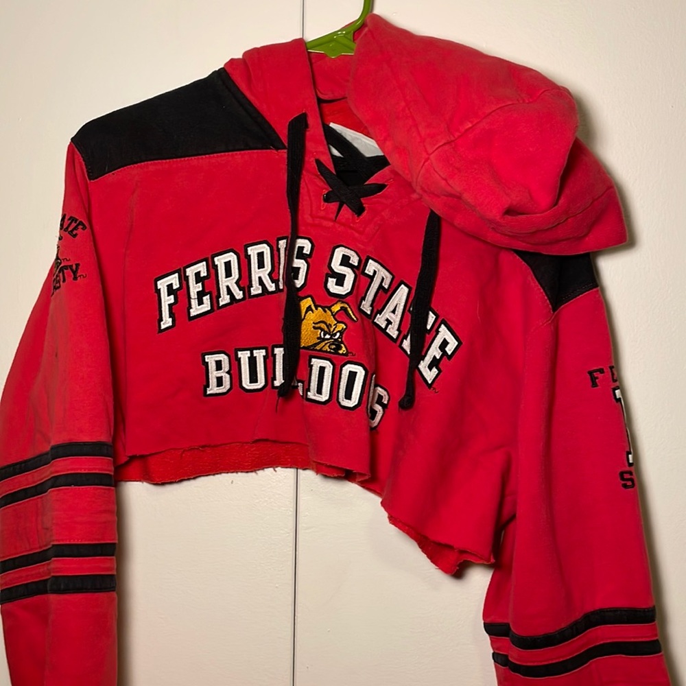 Red Ferris state champion cropped hoodie